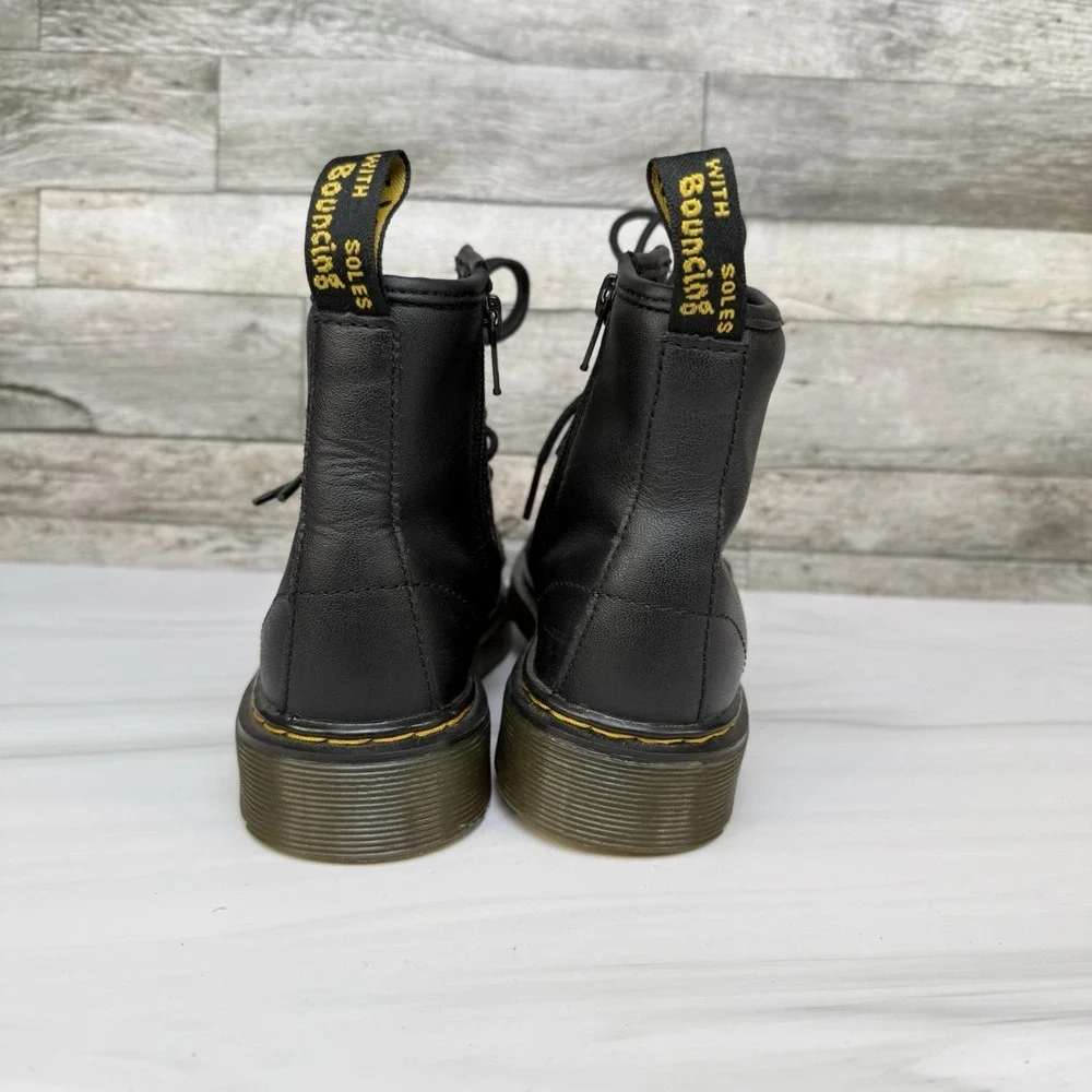 Dr. Martens Junior 1460 Youth Size 2 Black Leather Combat Boots Zip Up